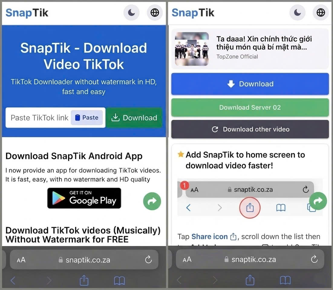 SaveTik TikTok video downloader working on all browsers and platforms